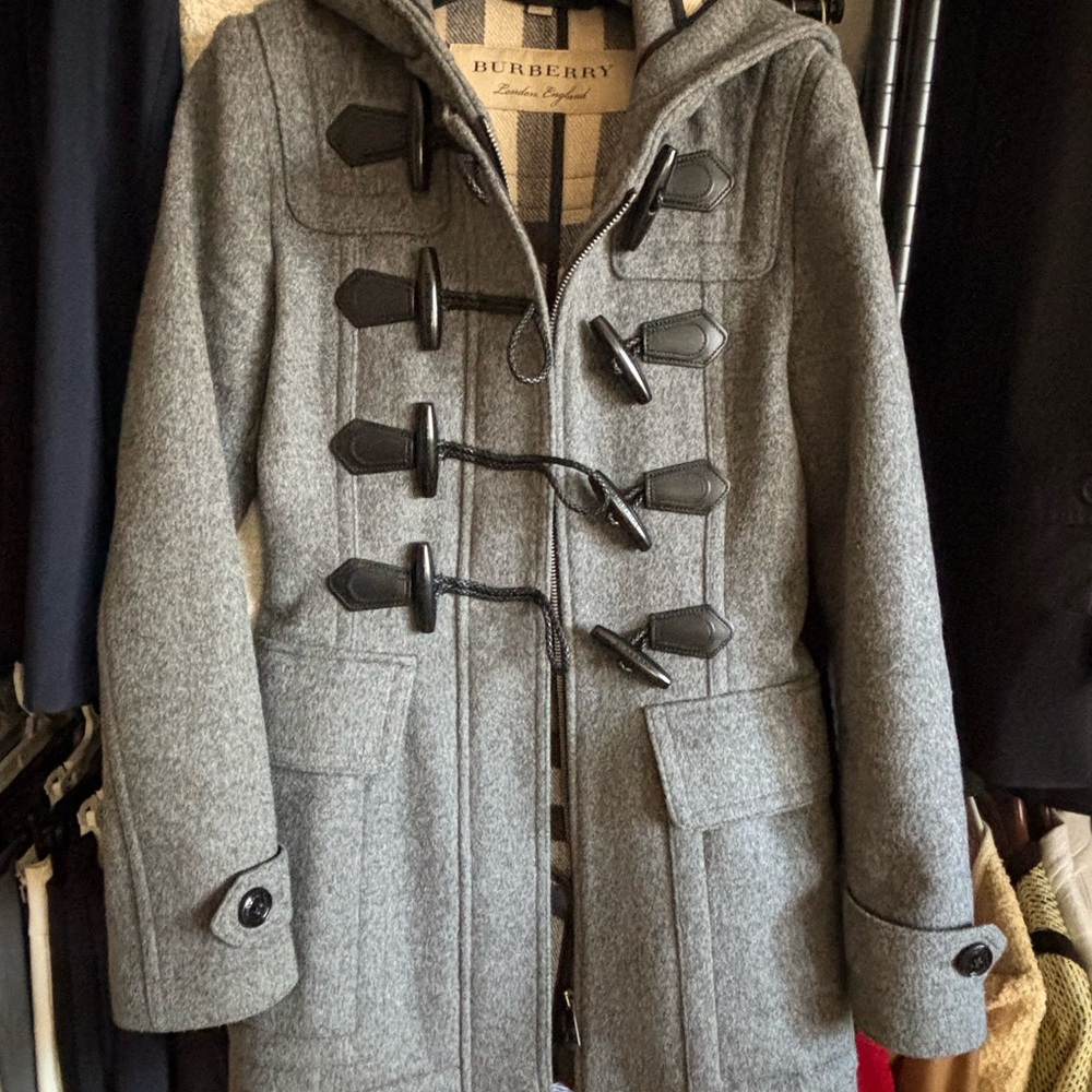 Burberry Gray Wool Duffle Coat